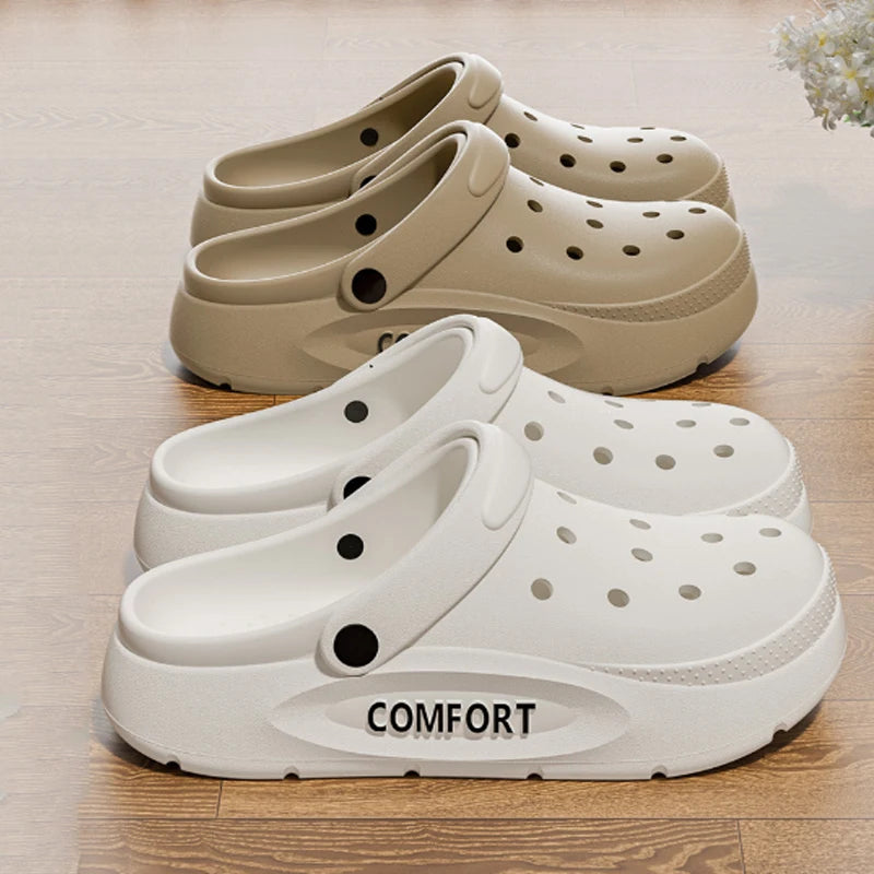 Women's Men's Slippers Summer Anti-slip Couple Hollow Covered Toe