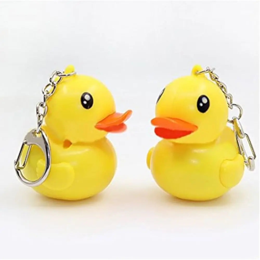1 Pc Cartoon Yellow Duck Keychains Animal Shape Sound Light-up Keychains Model Doll LED Duck Keyrings Zpaxo