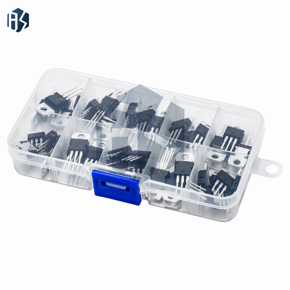 50PCS 10-Value Voltage Regulator IC Kit: LM317T & L78xx Series (L7805CV to L7824) in TO220 Package Zpaxo