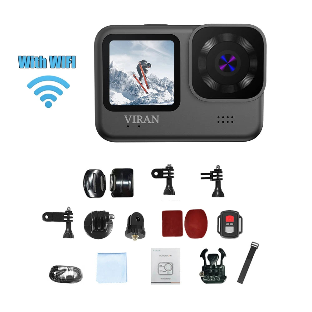 V9 4K Wifi Anti-Shake Camera 60FPS Waterproof Sports Camera with Remote Control Dual Screen Touch Control 170° Wide Angle Pro DV Zpaxo 4K Square Camera Add 16G