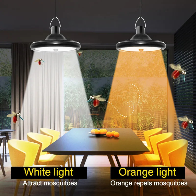 Double Head Solar Pendant Light Outdoor Indoor Shed PIR Motion Sensor Zpaxo