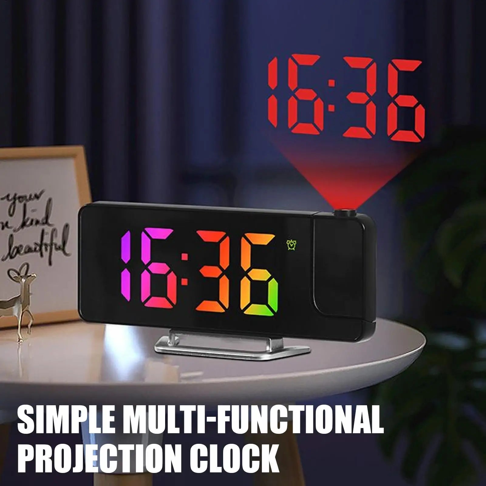 Digital Projection Clock Multifunctional Indoor Outdoor Alarm LED