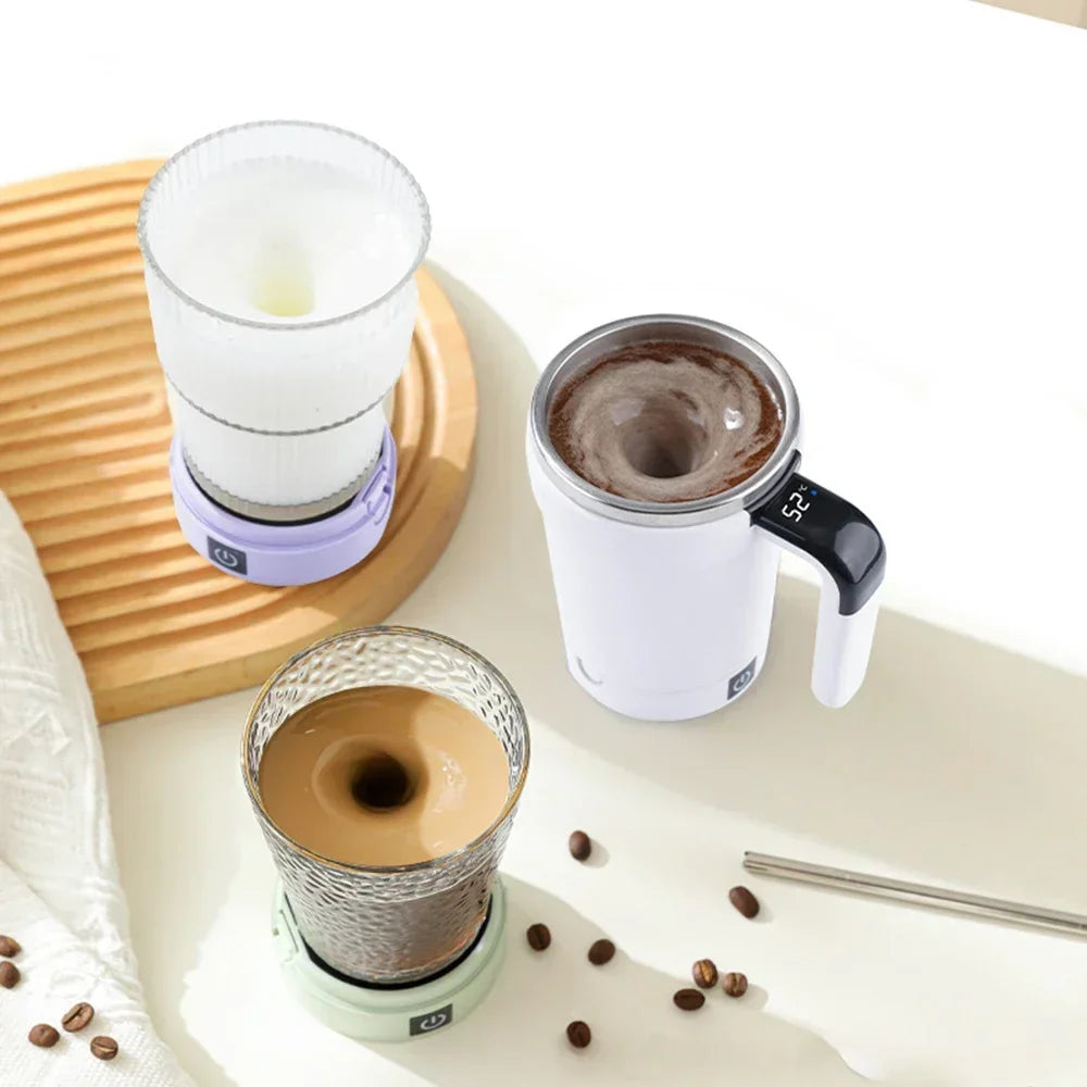USB Self-Stirring Mug with LCD Temp Display & Warm Coaster Self-Stirring Mug Zpaxo