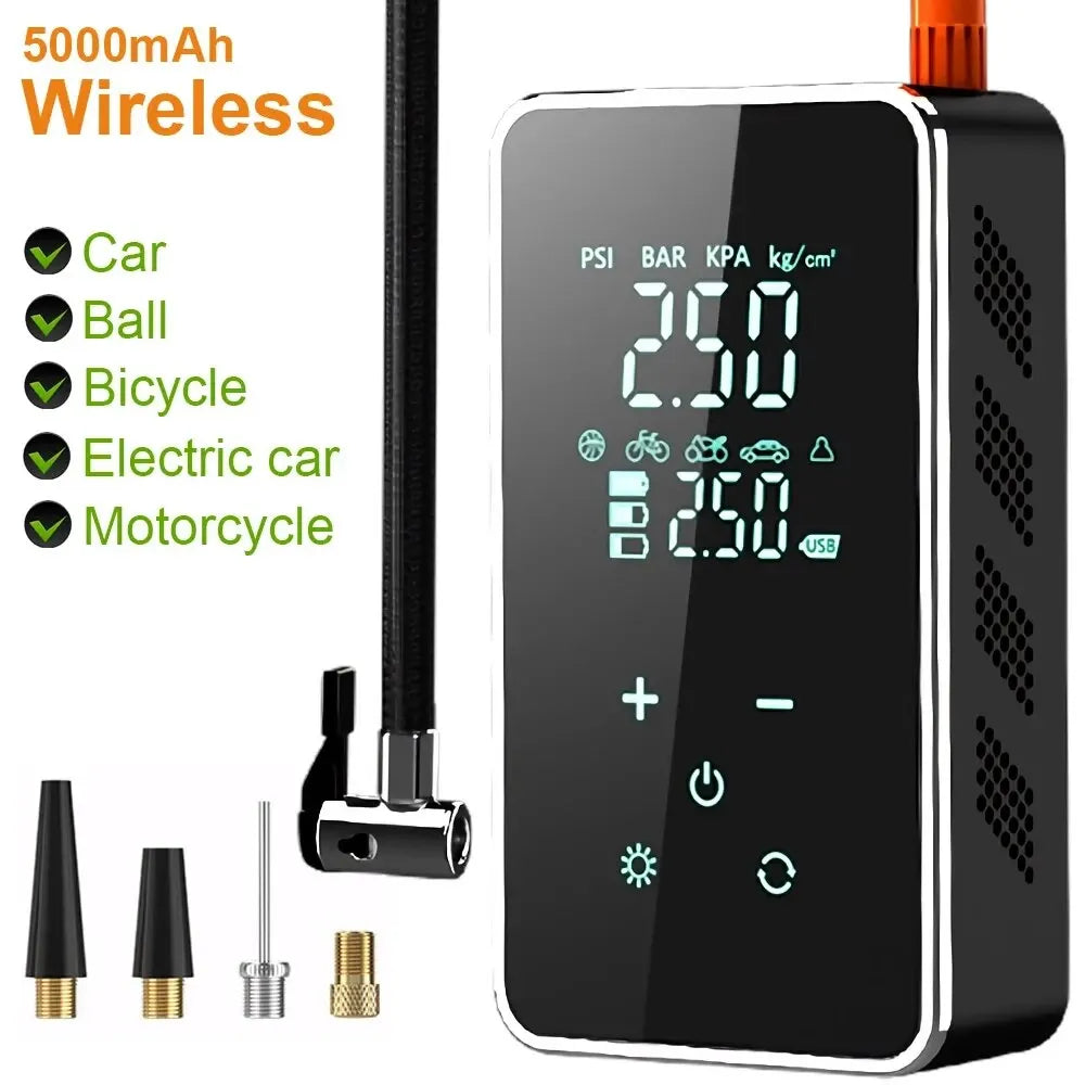 Wireless Air Pump 150psi Touch Screen Portable Electric Tire Inflator For Car Bicycle Motorcycle Mini Air Compressor Injector Zpaxo