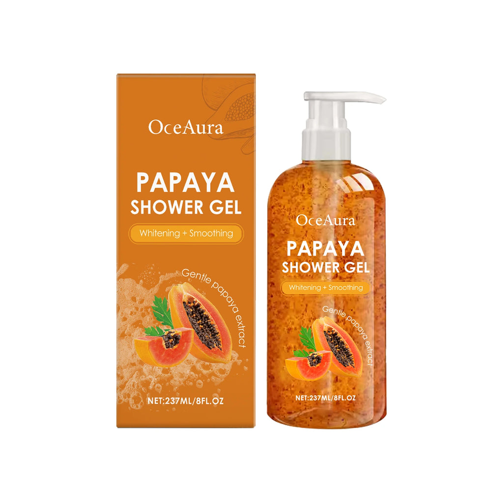 Papaya Shower Gel Whitening Smoothing Cleansing Remove Dirt Fade Pigmentation Rich Foam Lasting Aroma Hydrate Refresh Body Wash Zpaxo 237ml boxed