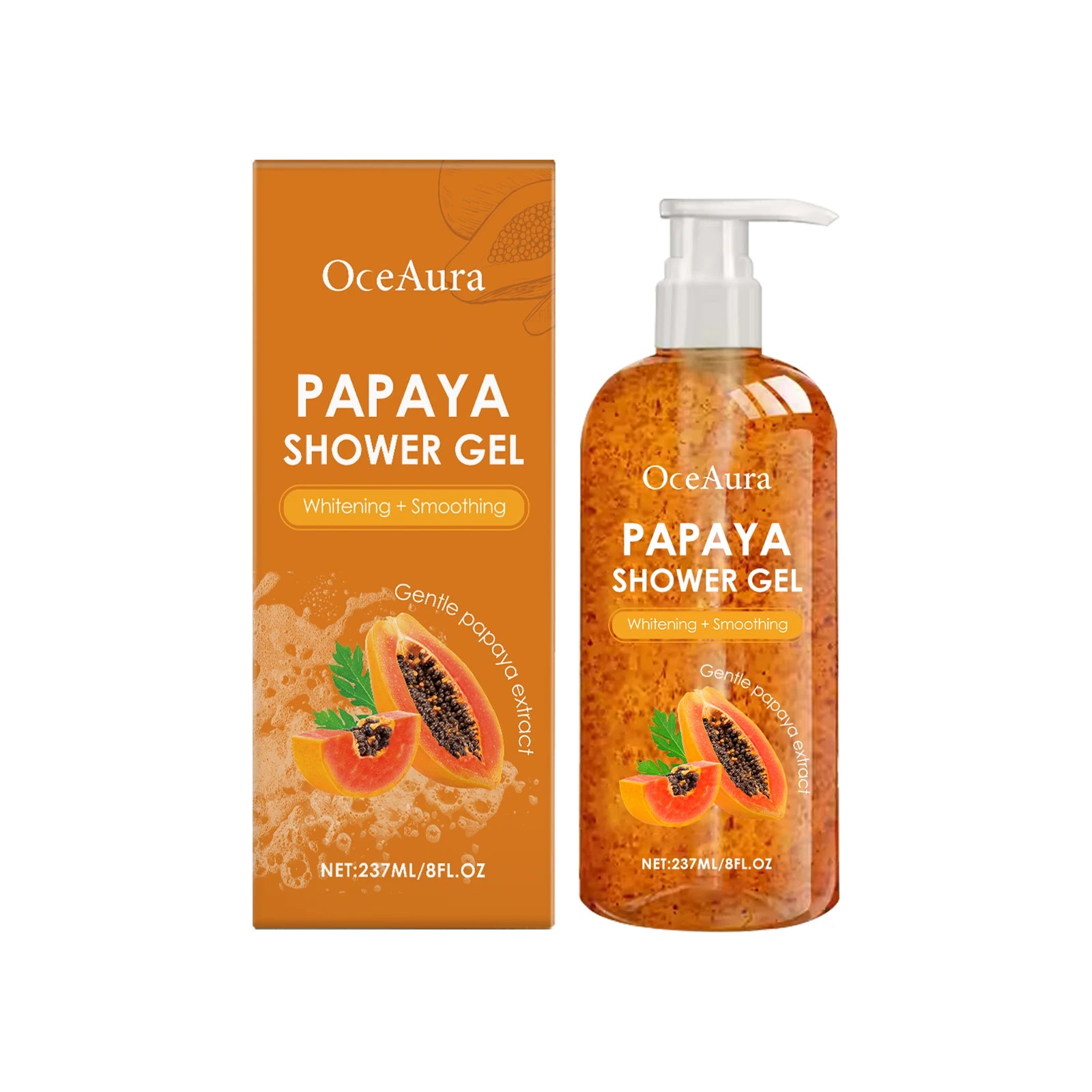 Papaya Shower Gel Whitening Smoothing Cleansing Remove Dirt Fade Pigmentation Rich Foam Lasting Aroma Hydrate Refresh Body Wash Zpaxo 237ml boxed