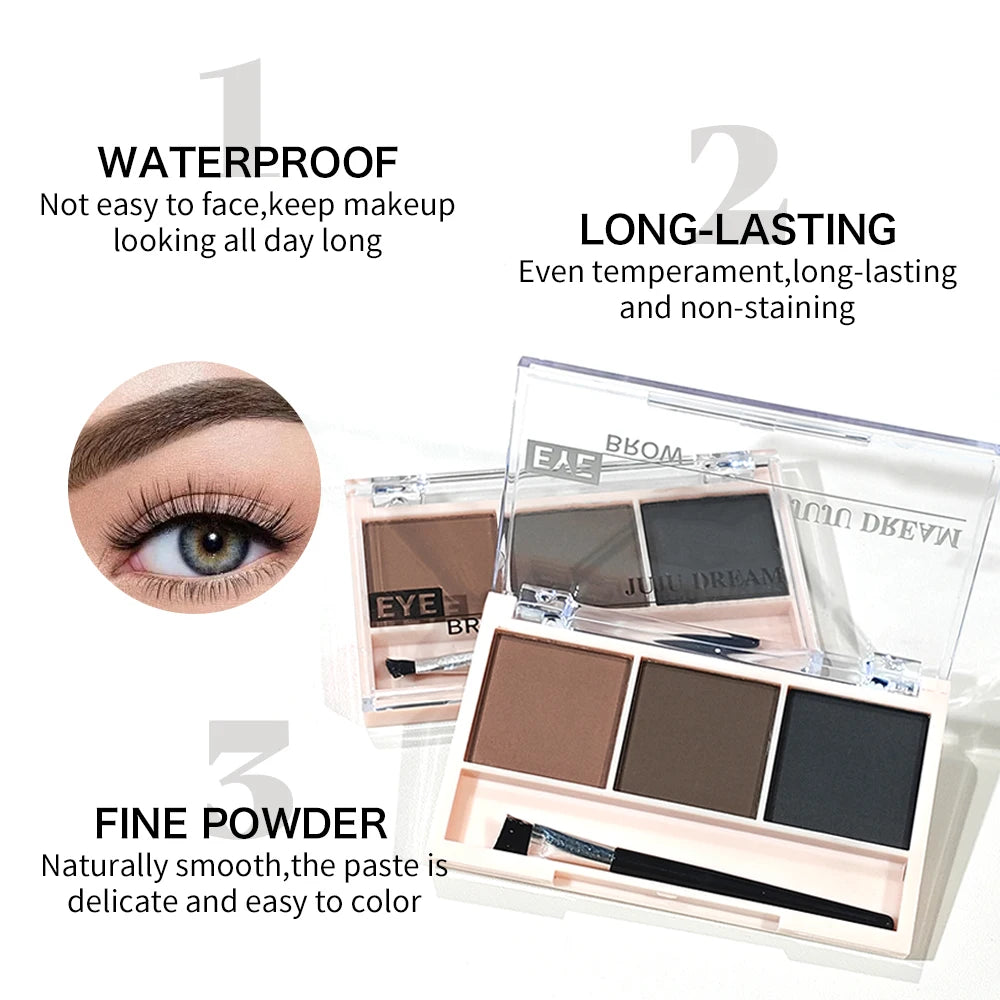 Three-Color Eyebrow & Eyeshadow Powder Palette, Long-Lasting Brow Definer with Brush for Natural Eyebrows Zpaxo