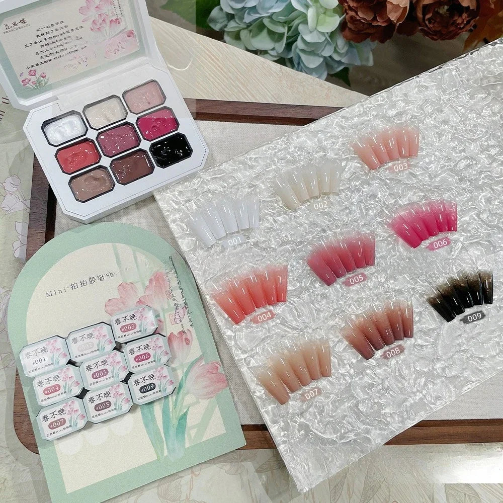 9-Color Chinese Style Gel Nail Glitter & Eye Shadow Palette Gel Nail Glitter Palette Zpaxo 9colors-set9