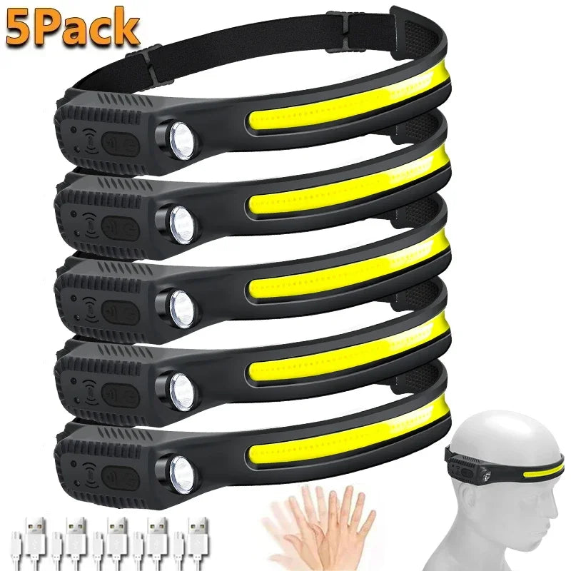KDULIT COB LED Headlamp – Wave Sensor, USB-C, IPX4 Waterproof