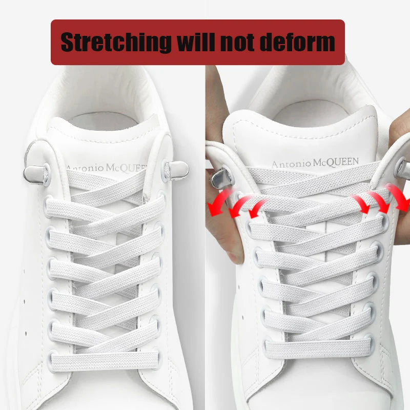 No Tie Shoe Laces Elastic Sneakers Flat Shoelaces Without Ties Quick