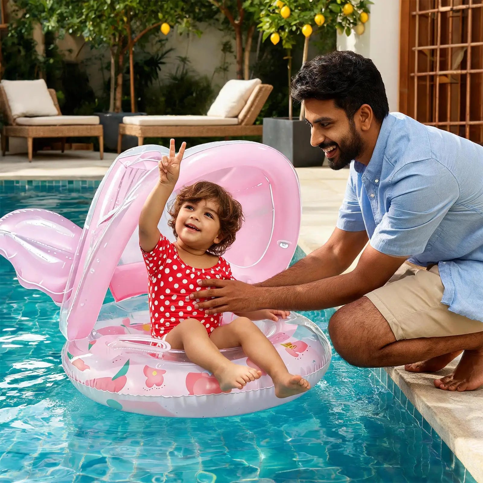 Kids Pool Float Sun Protection Floating Seat Play Swimming Pool Floats With Sunshade For Summer Lake River Party Camping Travel Zpaxo China Mainland