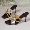 Women's Slippers 2026 Summer Stiletto Heels Open Toe Luxury Sandals Zpaxo Silver 38