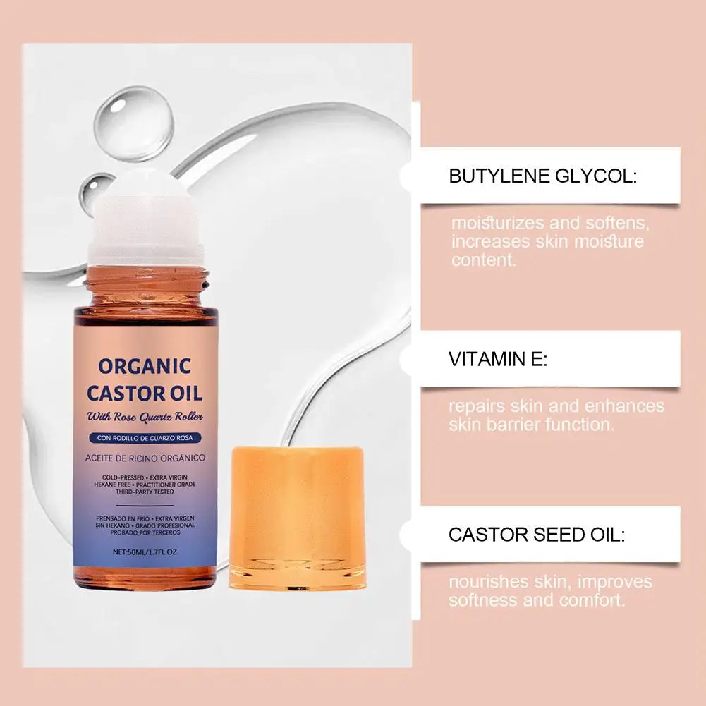 Castor Oil Roll-On Moisturizing Brightening Skin Care Essence Skin Care Oil Roller Zpaxo