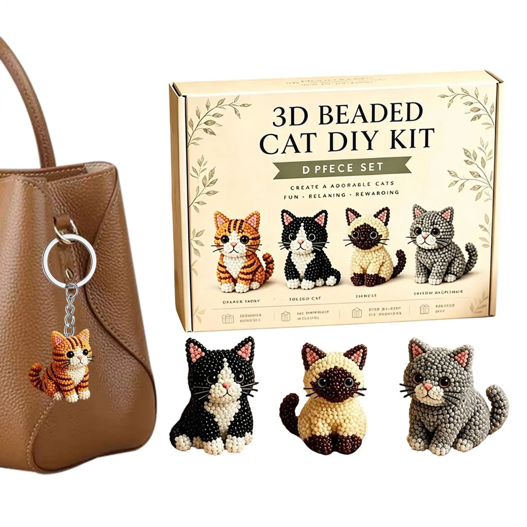 DIY Animal Beading Kit Cute Beginner-Friendly 3D Cat Funny Animal Beadwork Kit for Desk Decorations Bookshelf Decor Party Favors Zpaxo