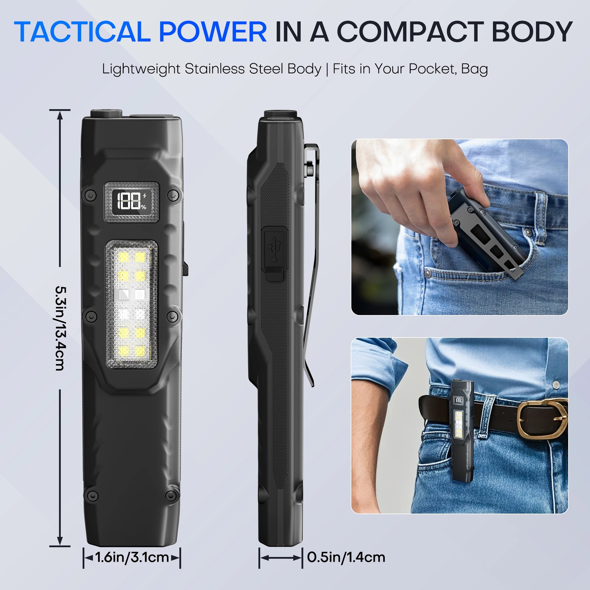 ESMARTER 8-Mode Tactical Rechargeable LED Flashlight 1600 Lm