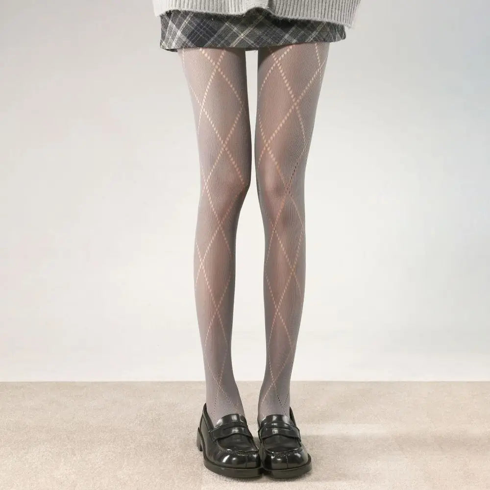 Sexy Jacquard Knitted Pantyhose Hollow Out Y2K Women Tights High Elastic Slim Stockings Female Lingerie Zpaxo