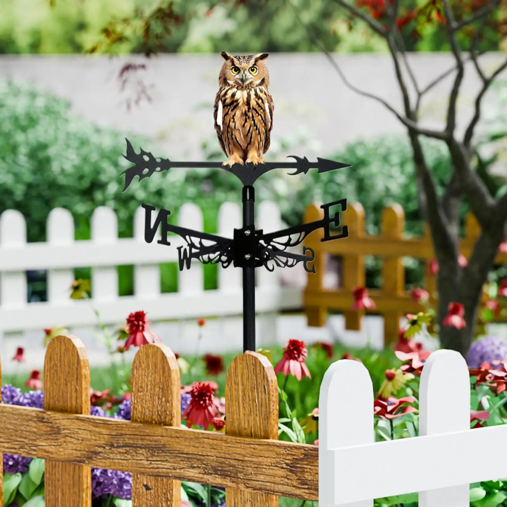 Weather Vane Metal Owl Shaped Rotating Weathervane Outdoor Vanes