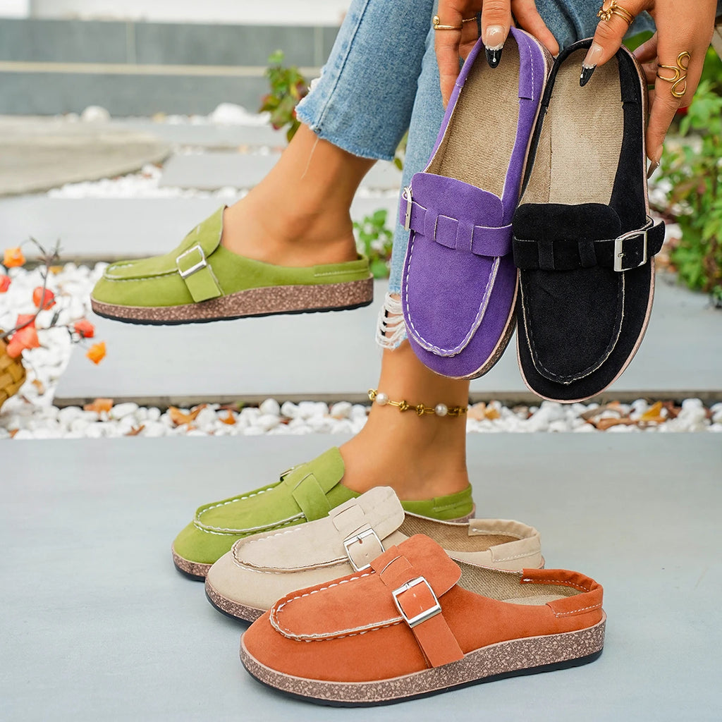 Women Mules Summer Half Slippers Large Covering Head Slip-on Shoes