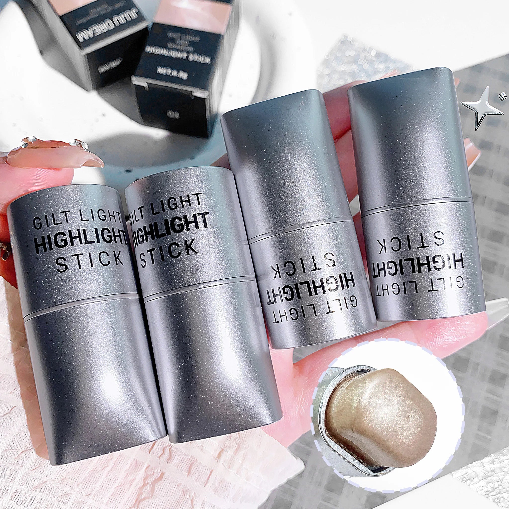 Fluorescent highlighter - Moist facial skin, natural contouring, brightening lighting effects and highlight effects Zpaxo