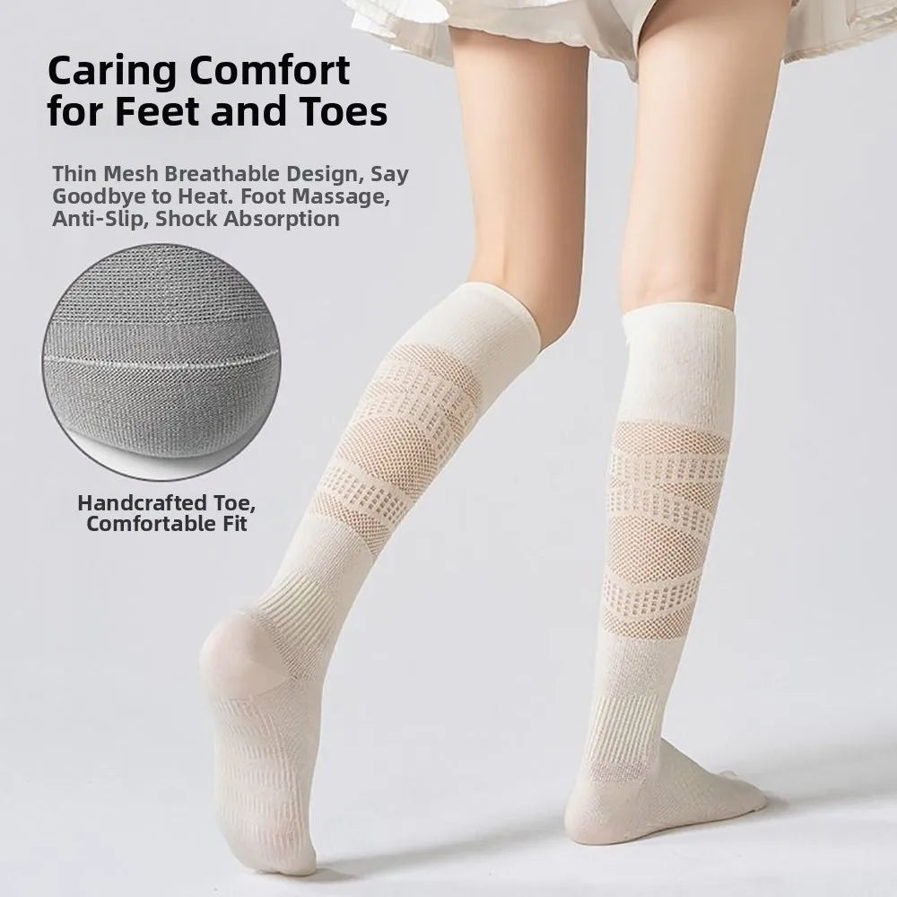 Multicolor Sports Stocking Cottoon Mesh Breathable Mesh Long Socks Ultra-thin Sweat Absorbing Fitness Calf Socks Summer Season Zpaxo