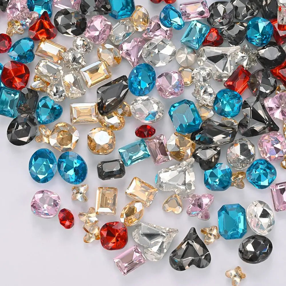 12 Grids 3D Nail Art Rhinestones Mixed Shapes Clear Glass Diamond Zpaxo