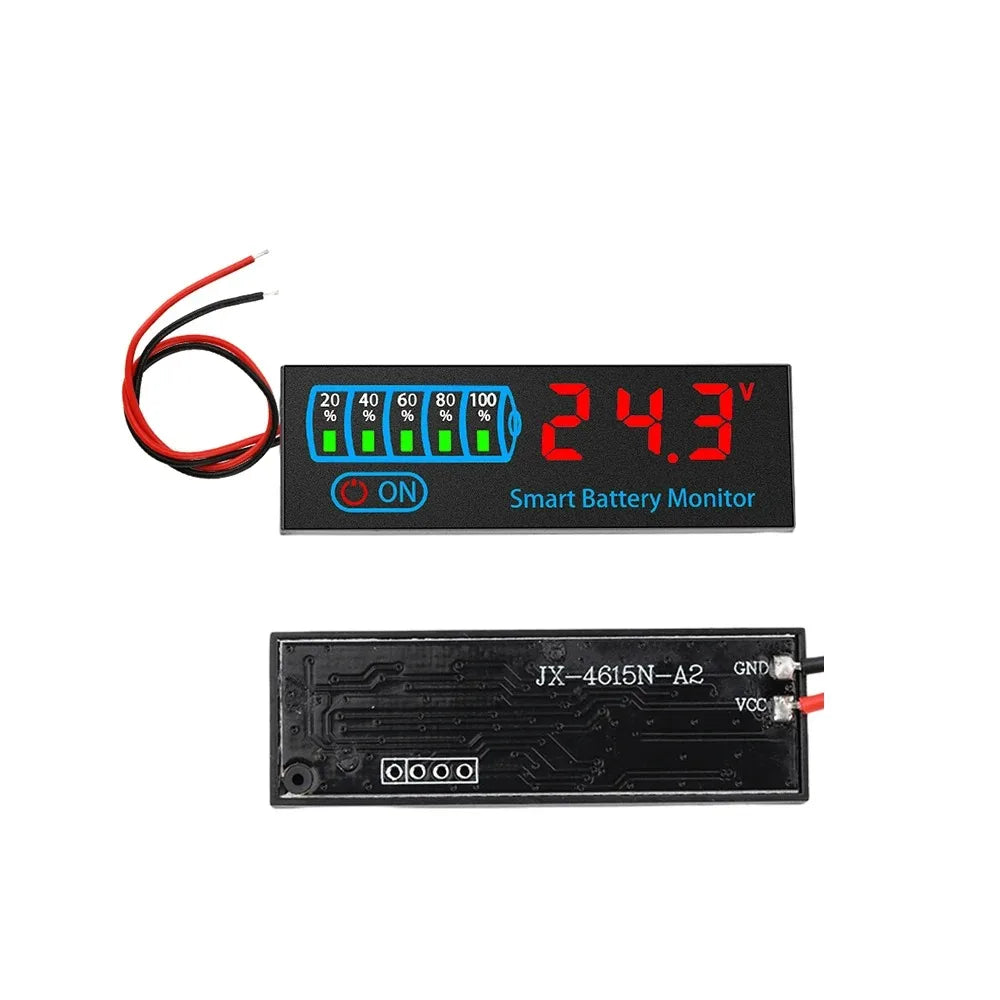 DC 7-55V Battery Charge Indicator LED Display Board with Alarm Battery Voltage Indicator Zpaxo Red