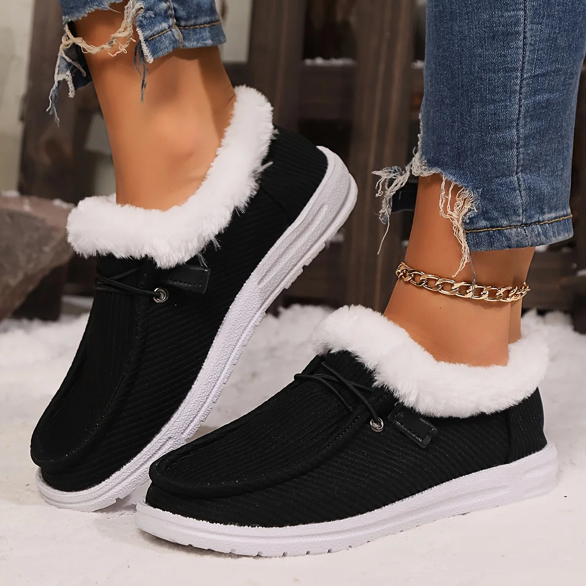2025 Women Casual Shoes Big Size Cotton Shoes Woman Thick Bottom Comfortable Snow Boots Female Thickened Fluff Sneakers Women Zpaxo black 36