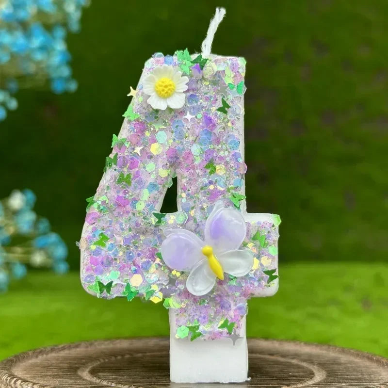 DIY 0-9 Butterfly Flower Number Birthday Candles | Cake Decor Birthday Cake Candles Zpaxo 4