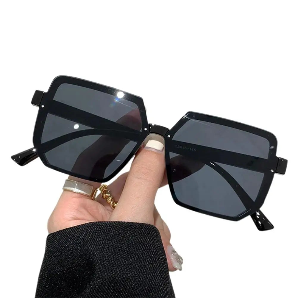 Oversized Square Rimless Sunglasses UV400 Unisex Vintage Shades Fashion Sunglasses Zpaxo Black