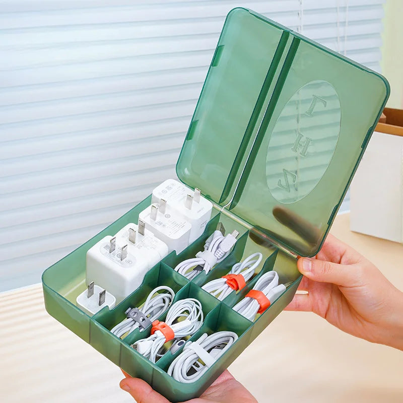 Desktop Cable Organizer Box – Multi-Layer Wire & Charger Storage Cable Storage Organizer Zpaxo