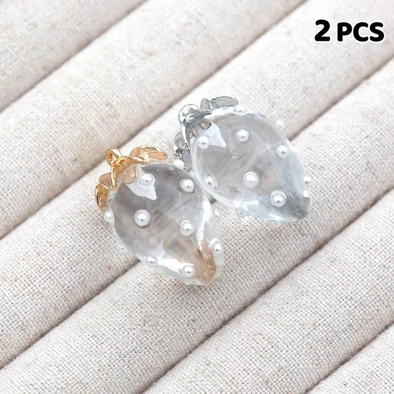 3D Resin Sweet Strawberry Shape Fruit Pendant Charms DIY Jewelry Zpaxo A9