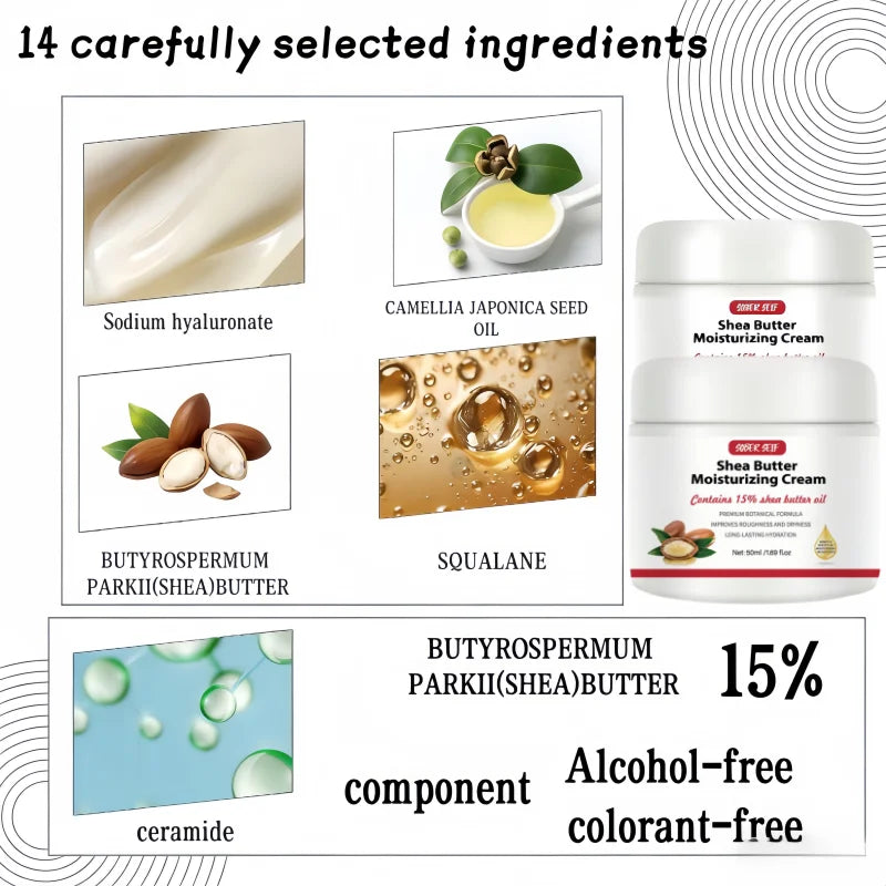Hyaluronic Acid Shea Butter Ceramide Facial Moisturizer 50ml Repair Damaged Skin Deep Nourishing Dry Skin Care Product Zpaxo