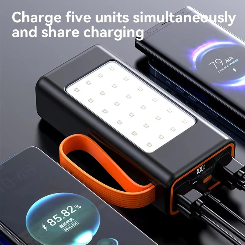 500000mAh Outdoor Large Capacity Power Bank 120W Fast Charging External Spare Battery with LED Light For iPhone Xiaomi Samsung Zpaxo