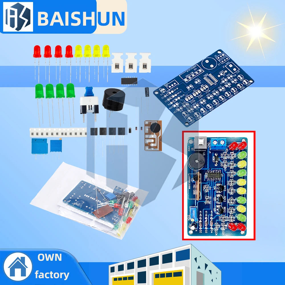 DC4.5-5V CD4060 SMT DIY Music LED Color Light Circuit Soldering Practice Module Bulk Soldering Learning Demo Kit Zpaxo Default Title