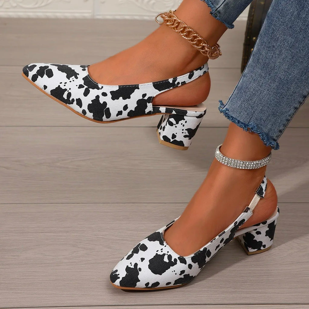 Women Sandals Pointed Solid Heels Shoes Large Leather Outdoor 2025 Zpaxo