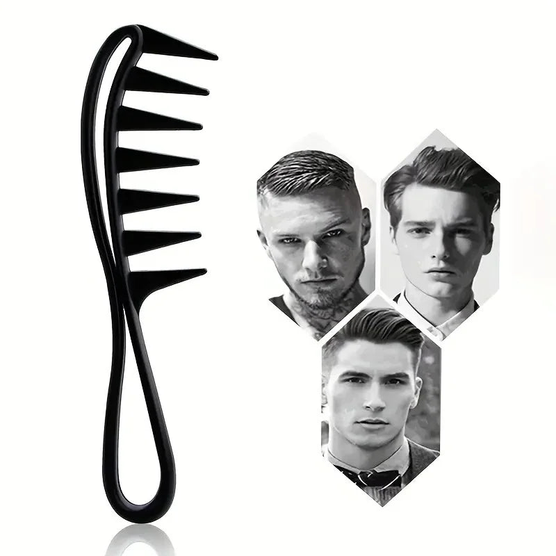 Hairdressing comb for men, black, massage comb, plastic wide-tooth comb, large-tooth comb for oily hair Zpaxo