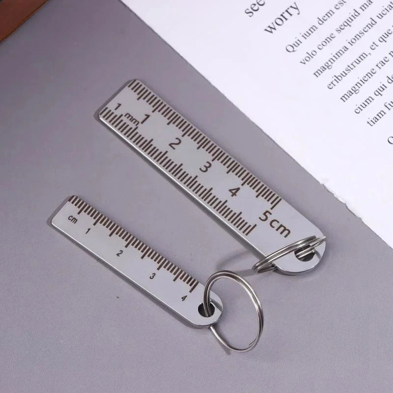 Mini Stainless Steel Ruler Keychain 1- Portable Measuring Tool Key