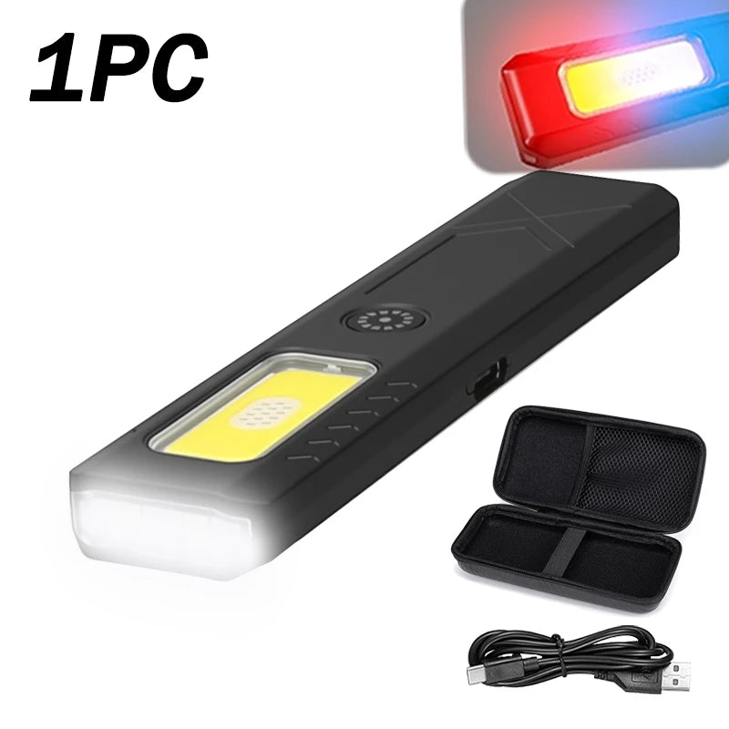 Mini USB Rechargeable EDC Flashlight – COB+LED, 6 Modes, Clip Rechargeable Flashlight Zpaxo Black 1PC-Bag Fixed Focus