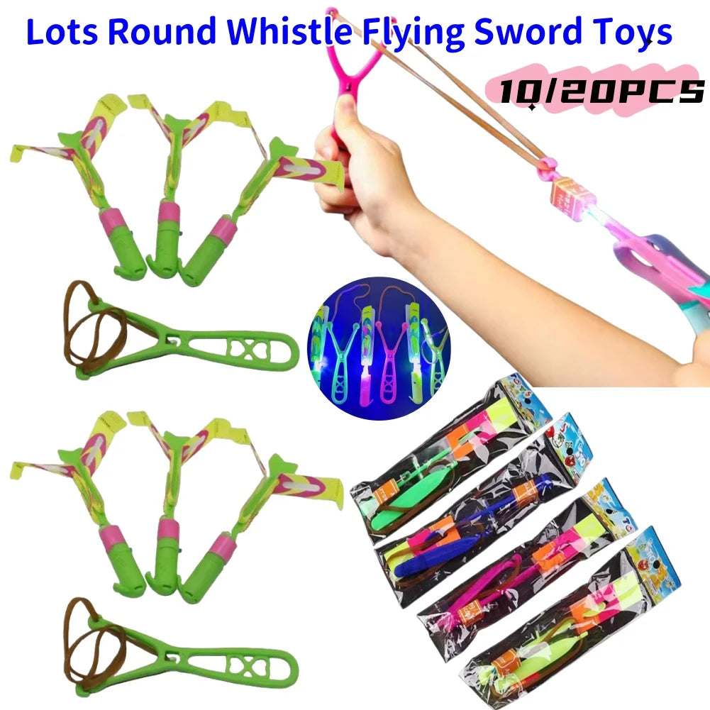 10 Slingshots Rocket Launcher LED Arrow Helicopters+launchers Flying Zpaxo