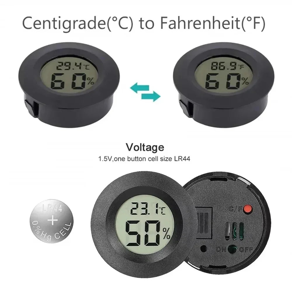 Portable Mini Circular Electronic Temperature Hygrometer LCD Display