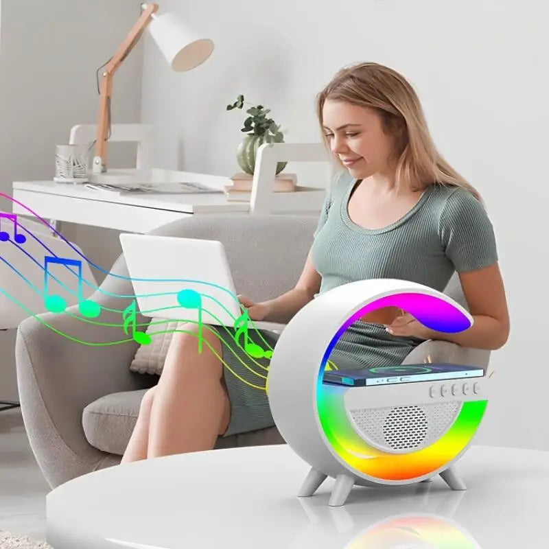 LED Speaker Bluetooth Table Lamp Alarm Clock RGB Wireless Mobile