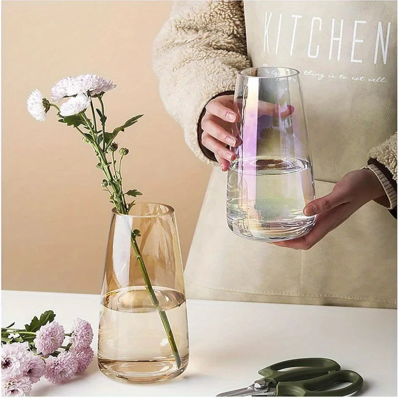 Transparent Aurora Illusion Glass Vase Flower Arrangement Tabletop