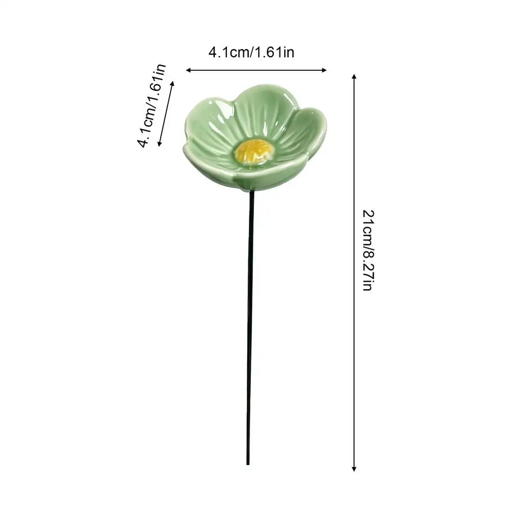 Ceramic Bee Watering Station – Flower Garden Stake & Bird Bath Bee Watering Station Zpaxo Green 1PC