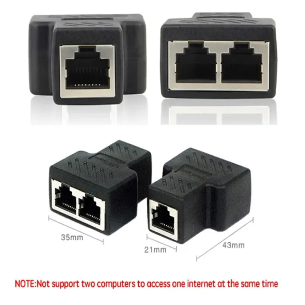 One Two Adapter Ethernet Cable Splitter Rj45 8P8C Version Zpaxo