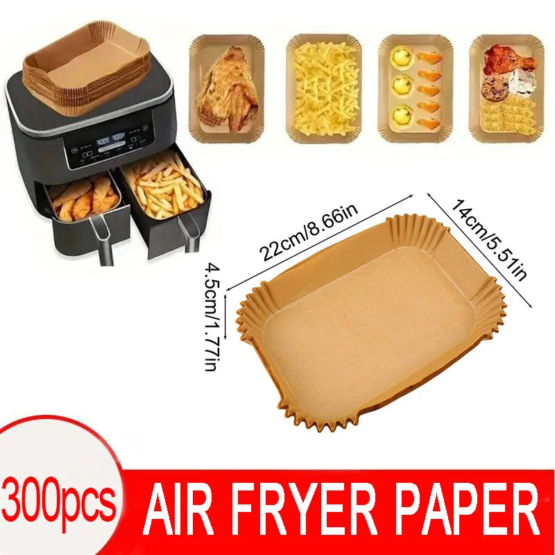 50/100PCS Air Fryer Disposable Paper Square Round Baking Paper Barbecue Plate NonStick Mat Kitchen Oven Oil Absorbing Paper Tool Zpaxo 22cm-300pcs
