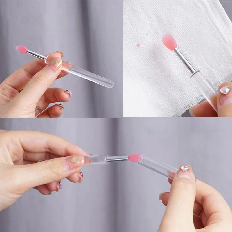 Silicone Lip Mask Brushes (Transparent/Pink)- Portable Lip Scrub Applicator, Soft Silicone Tip for Lip Balm/Lip Mask Zpaxo