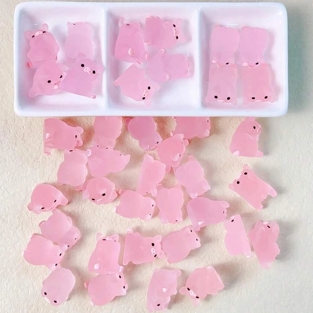 6/15/30/1Box Luminous Pig Design Glow in The Dark Creative Mini Pink Pig Miniature for Garden Landscape Home Decoration Zpaxo