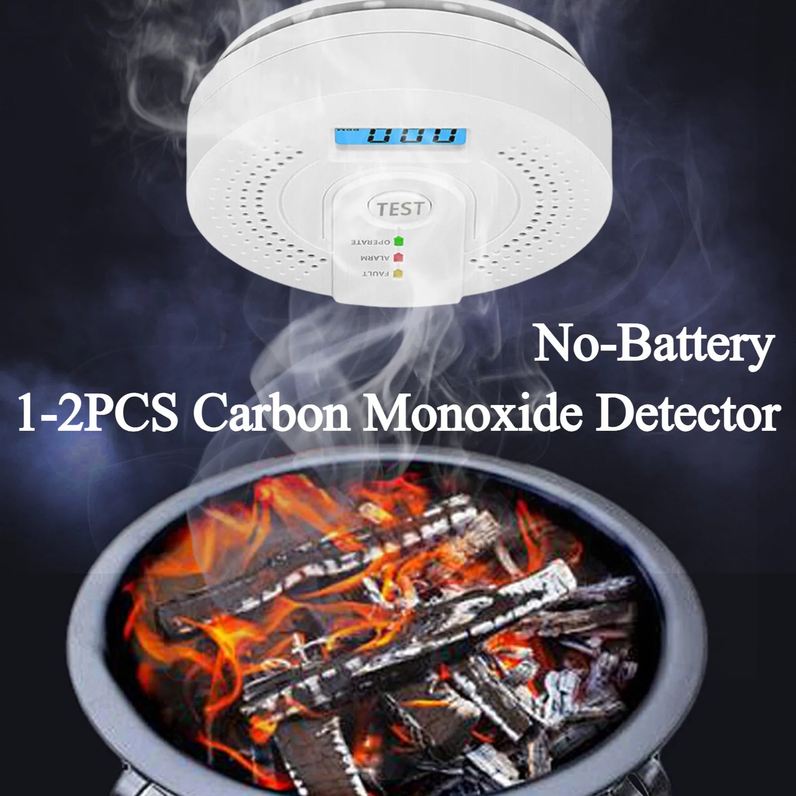 Independent CO Alarm Sensor Sound Warning Gas Monitor Sensitive LCD
