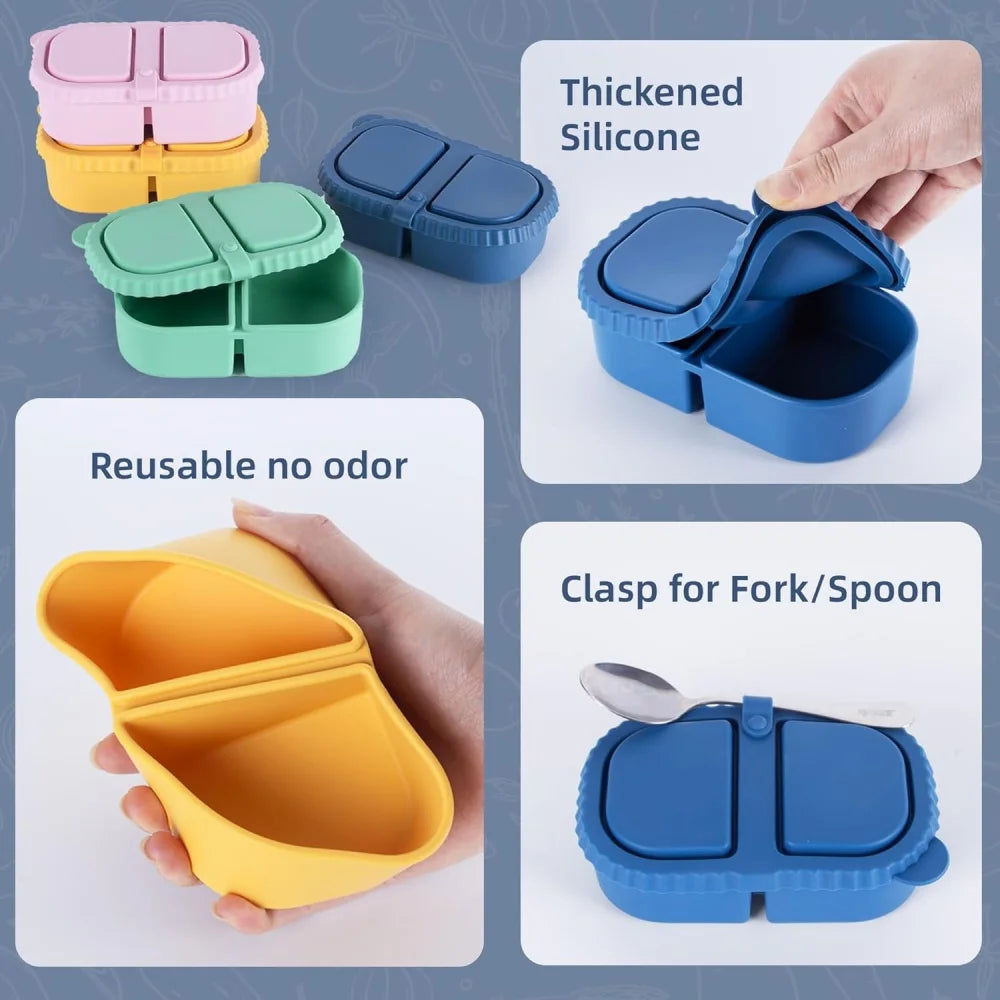 Premium Silicone Reusable Snack Containers Double Compartment Snackle Zpaxo