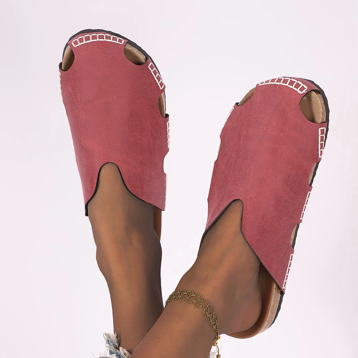 Women Slippers Retro Cork Flat Sandals Summer Outdoor Minimalist Shoes Comfortable Casual Beach Slippers Flip Flops Slides Women Zpaxo